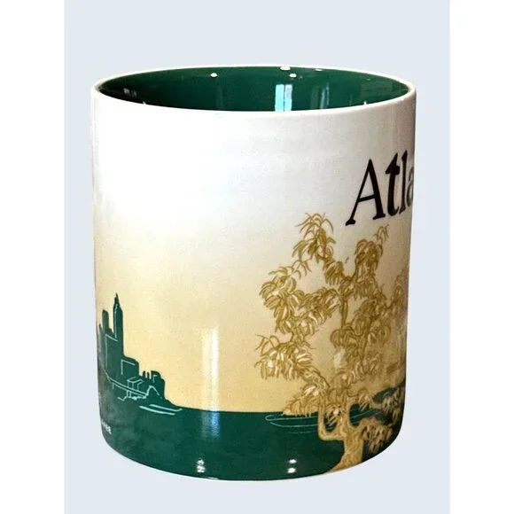 Starbucks Atlanta Collector Series City Mug 16 Oz 2009 Green Interior Skyline Ga - Picture 4 of 8